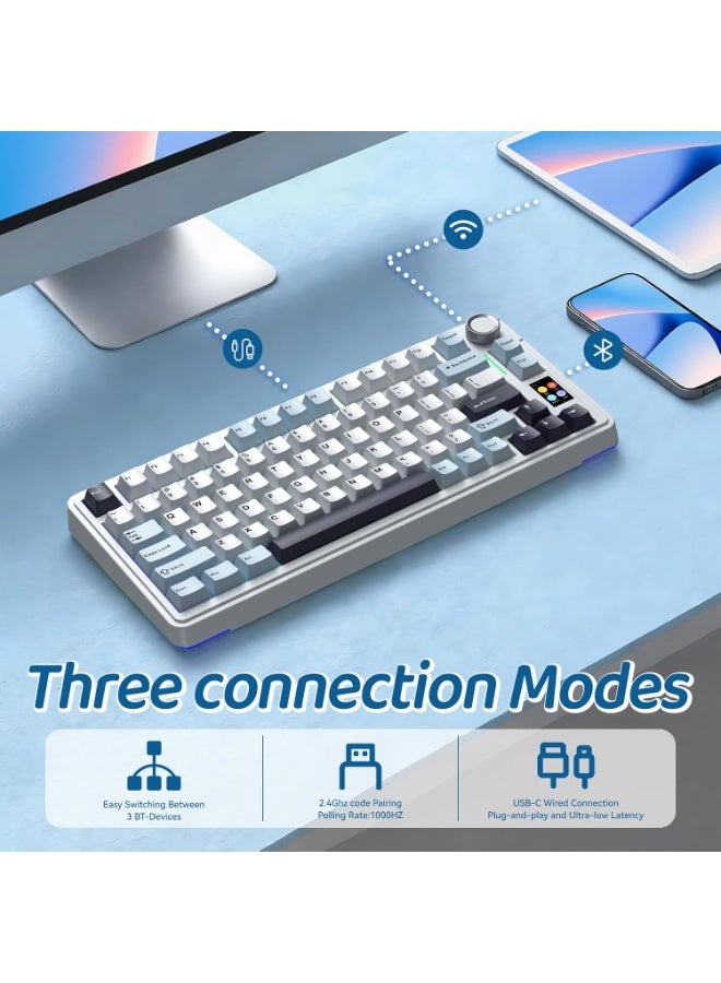 AULA S75 PRO Wireless Gaming Keyboard with Screen&Knob, Tri-Mode Hot Swappable Gaming Keyboard 75%, Astral Switches, RGB Backlit, Side Printed PBT Keycaps, Creamy Sounding Computer Keyboards - Image 3